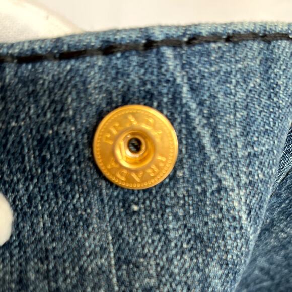 PRADA Logo Avio Denim Large Canapa Tote - Picture 7 of 16